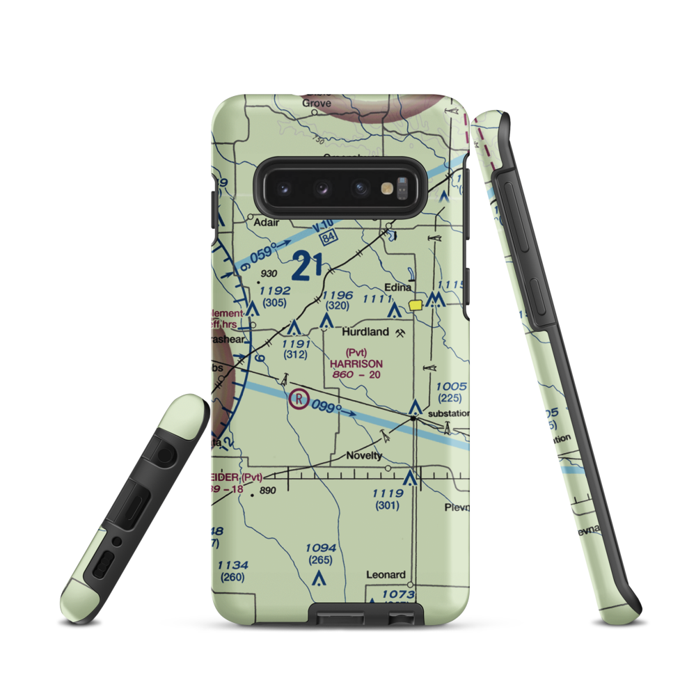 Hall Airport (0MO6) VFR Sectional Samsung Phone Case Samsung Galaxy S10 model shown