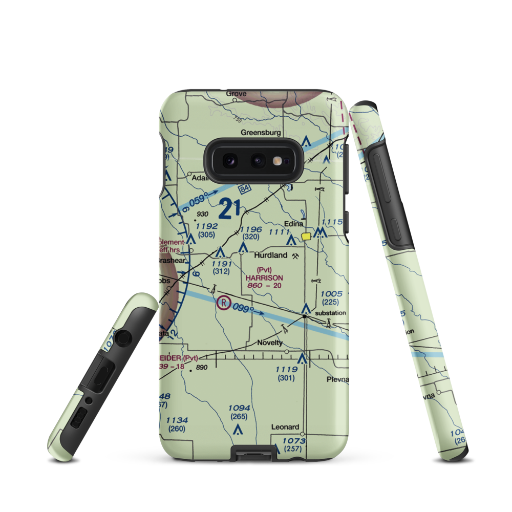 Hall Airport (0MO6) VFR Sectional Samsung Phone Case Samsung Galaxy S10e model shown