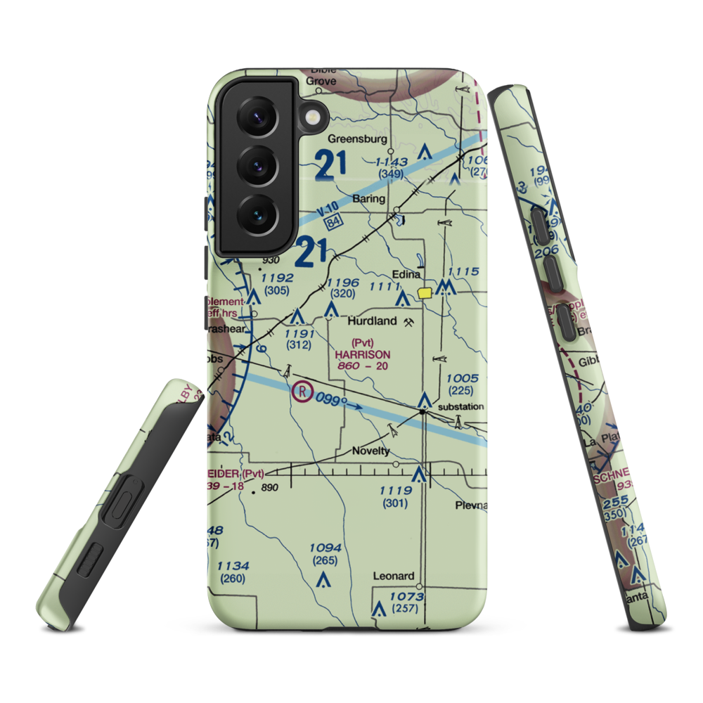Hall Airport (0MO6) VFR Sectional Samsung Phone Case Samsung Galaxy S22 Plus model shown