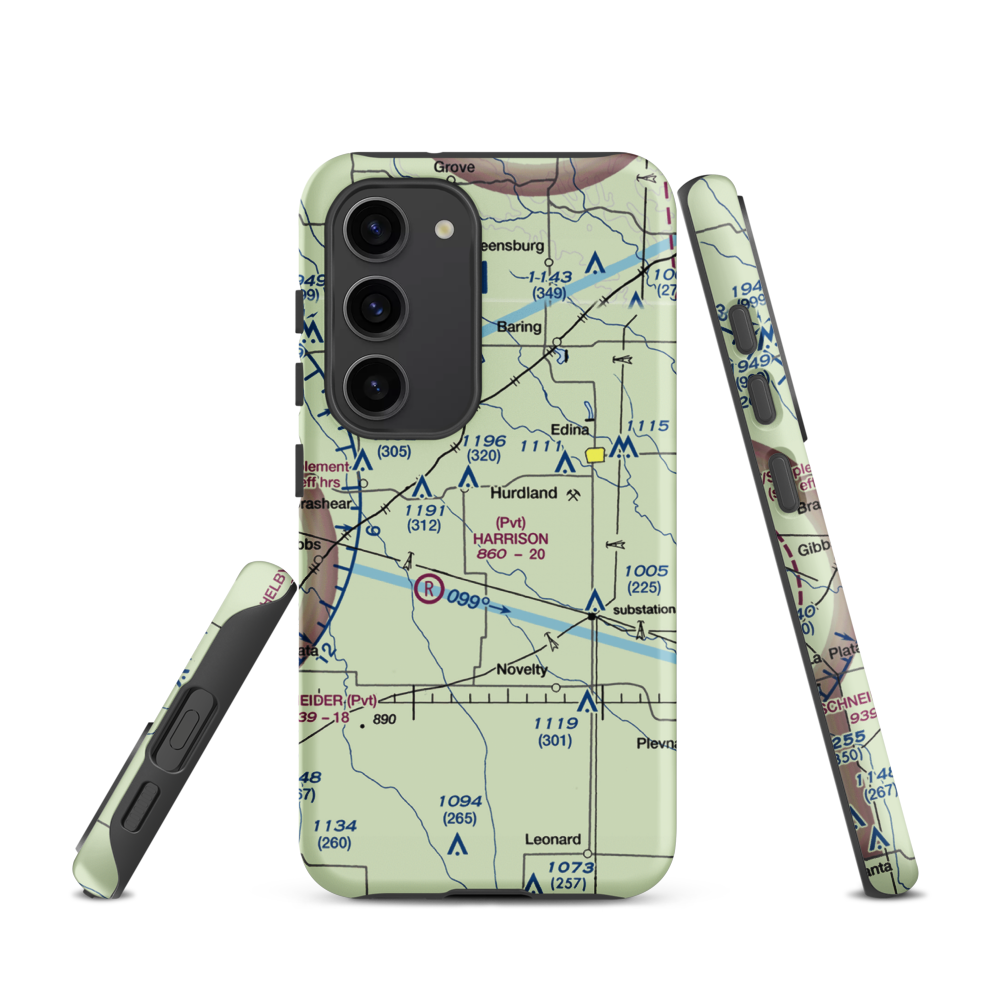 Hall Airport (0MO6) VFR Sectional Samsung Phone Case Samsung Galaxy S23 model shown