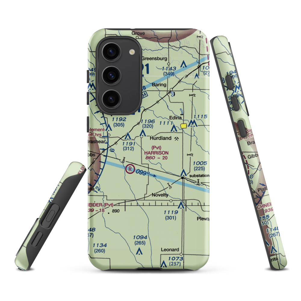 Hall Airport (0MO6) VFR Sectional Samsung Phone Case Samsung Galaxy S23 Plus model shown
