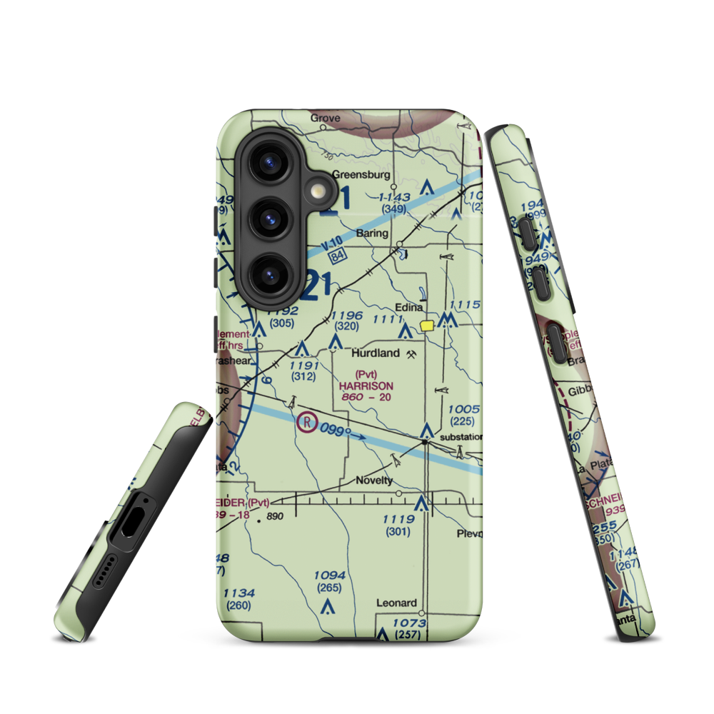 Hall Airport (0MO6) VFR Sectional Samsung Phone Case Samsung Galaxy S24 model shown