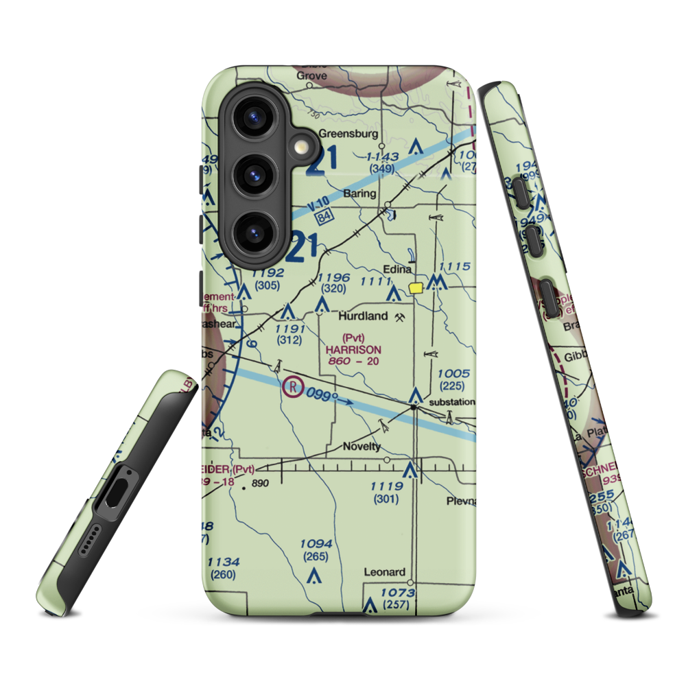 Hall Airport (0MO6) VFR Sectional Samsung Phone Case Samsung Galaxy S24 Plus model shown
