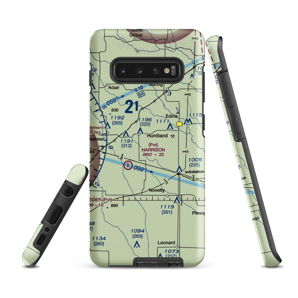 Hall Airport (0MO6) VFR Sectional Samsung Phone Case Samsung Galaxy S10 Plus model shown