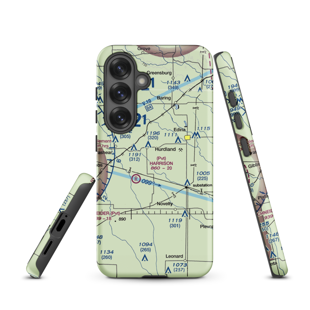 Hall Airport (0MO6) VFR Sectional Samsung Phone Case Samsung Galaxy S25 model shown