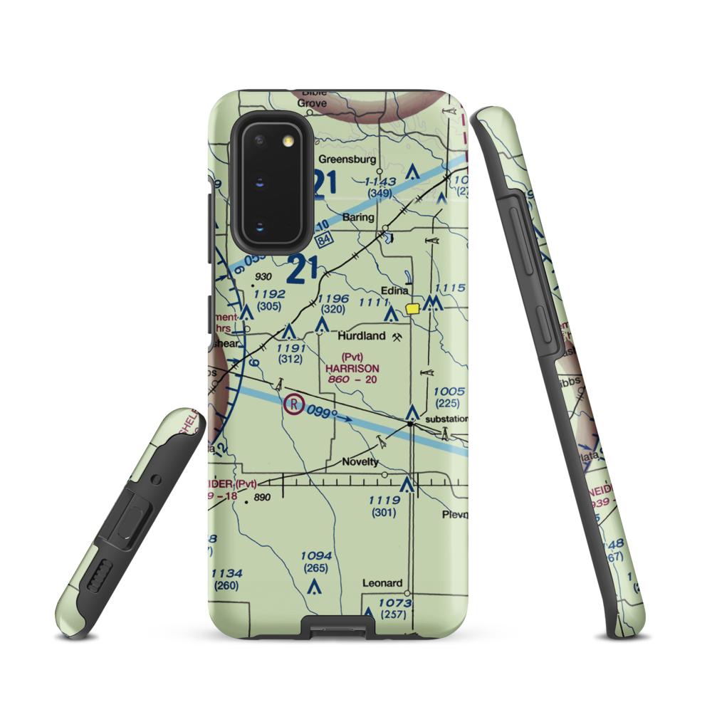 Hall Airport (0MO6) VFR Sectional Samsung Phone Case Samsung Galaxy S20 model shown