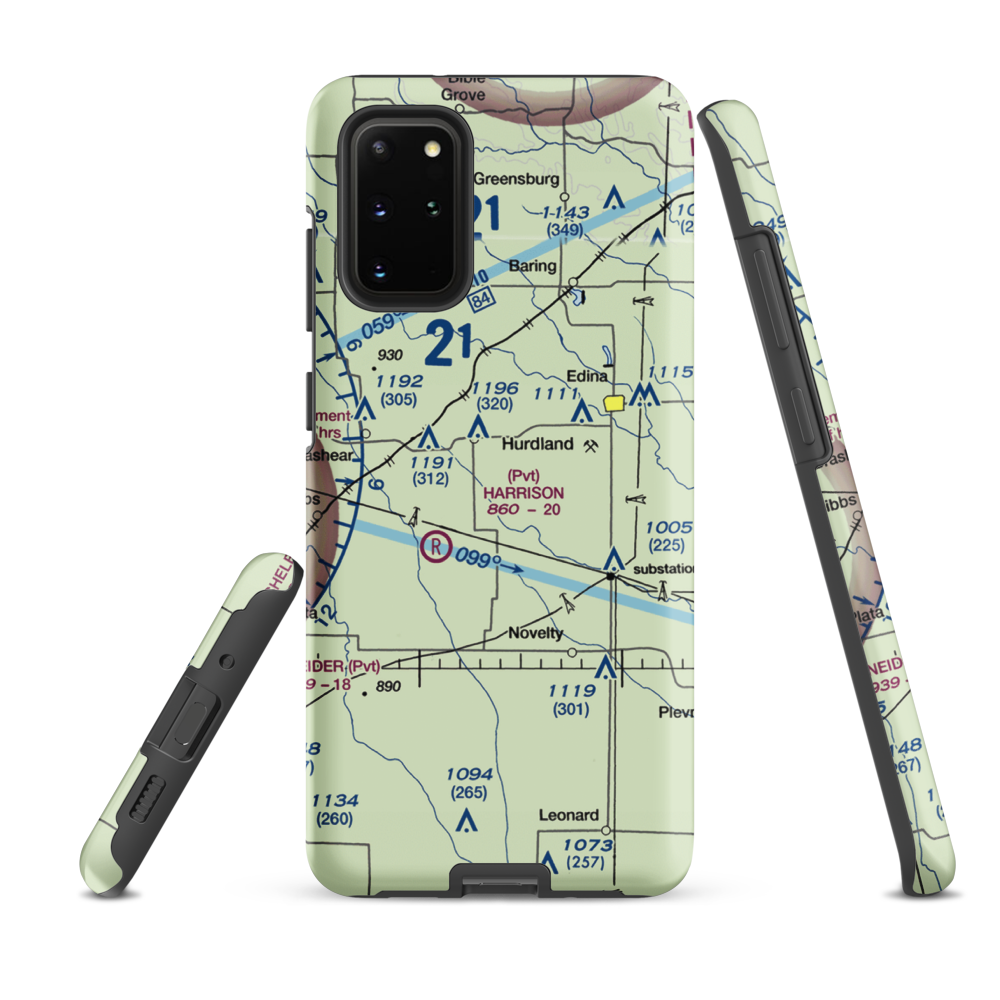 Hall Airport (0MO6) VFR Sectional Samsung Phone Case Samsung Galaxy S20 Plus model shown
