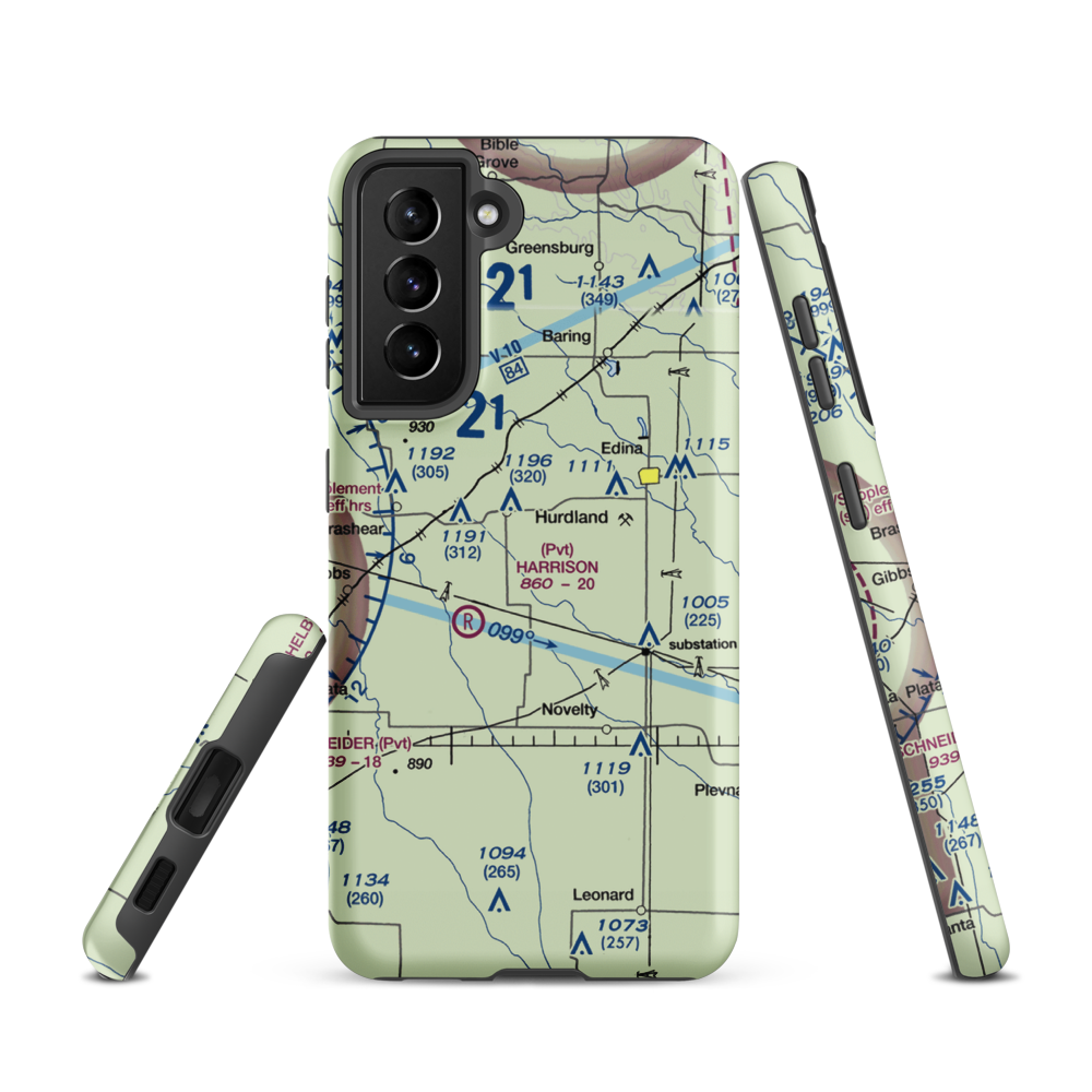 Hall Airport (0MO6) VFR Sectional Samsung Phone Case Samsung Galaxy S21 model shown