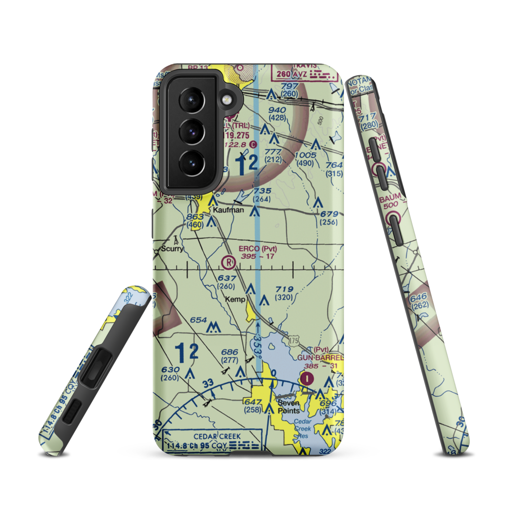 Hall Airport (K00) VFR Sectional Samsung Phone Case Samsung Galaxy S21 model shown