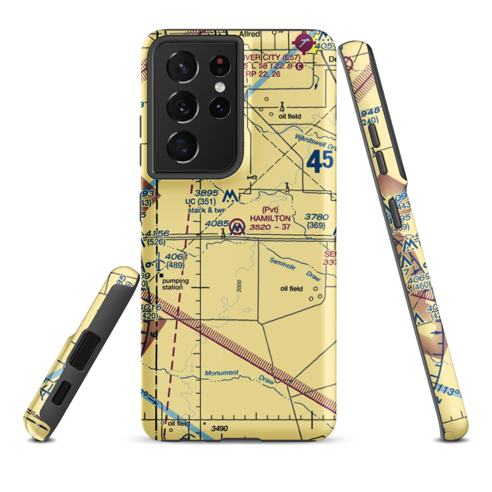 Hamilton Aircraft, Inc Airport (5TA0) VFR Sectional Samsung Phone Case Samsung Galaxy S21 Plus model shown