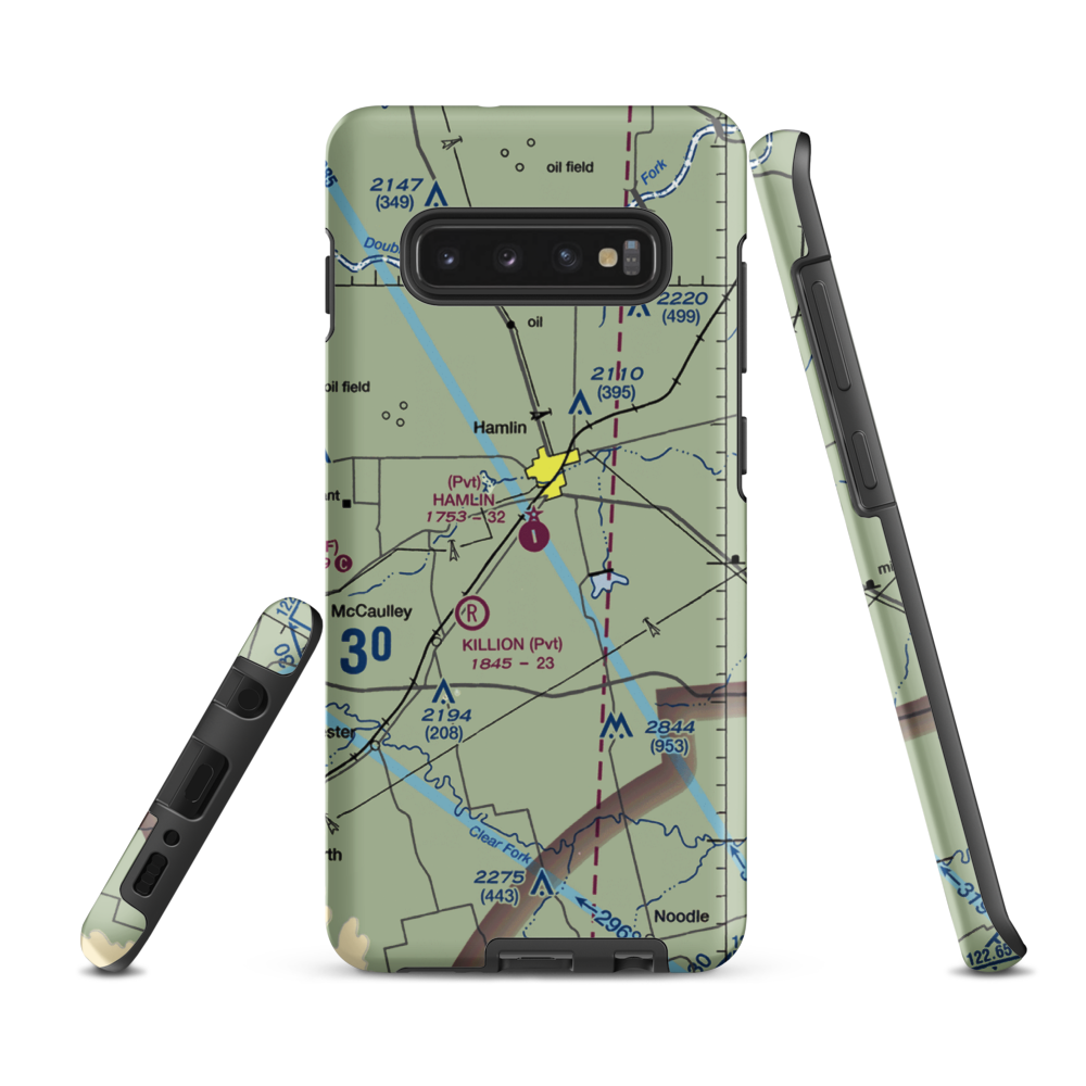 Hamlin Airport (16TX) VFR Sectional Samsung Phone Case Samsung Galaxy S10 Plus model shown