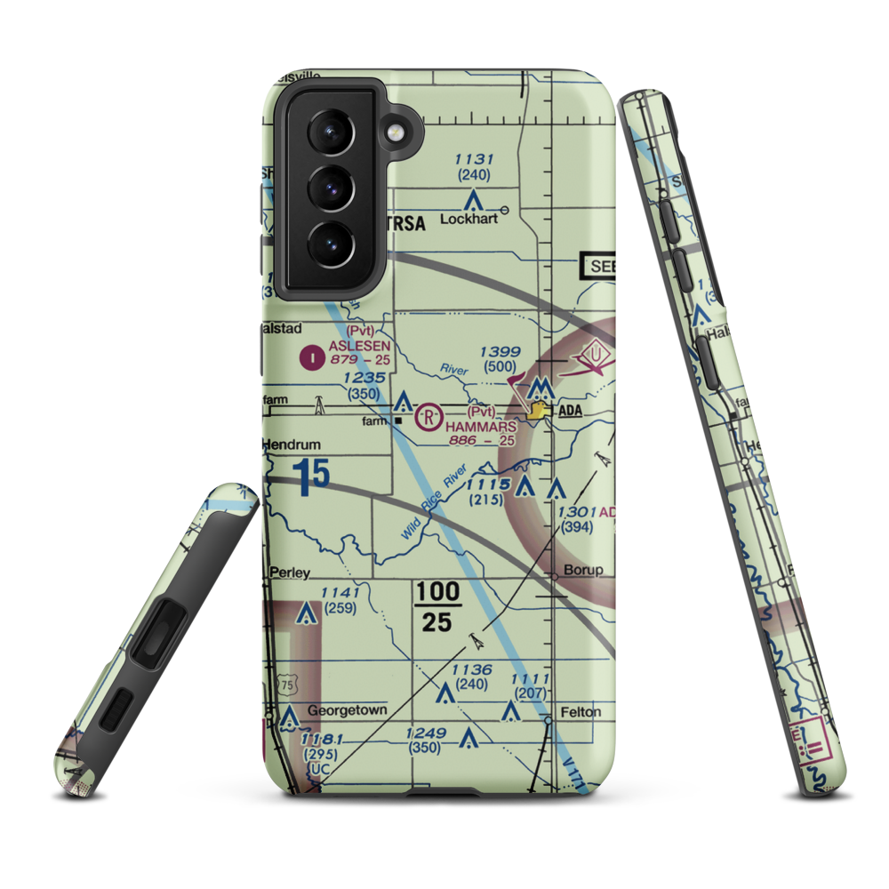 Hammars Farm Airport (MN01) VFR Sectional Samsung Phone Case Samsung Galaxy S21 Plus model shown