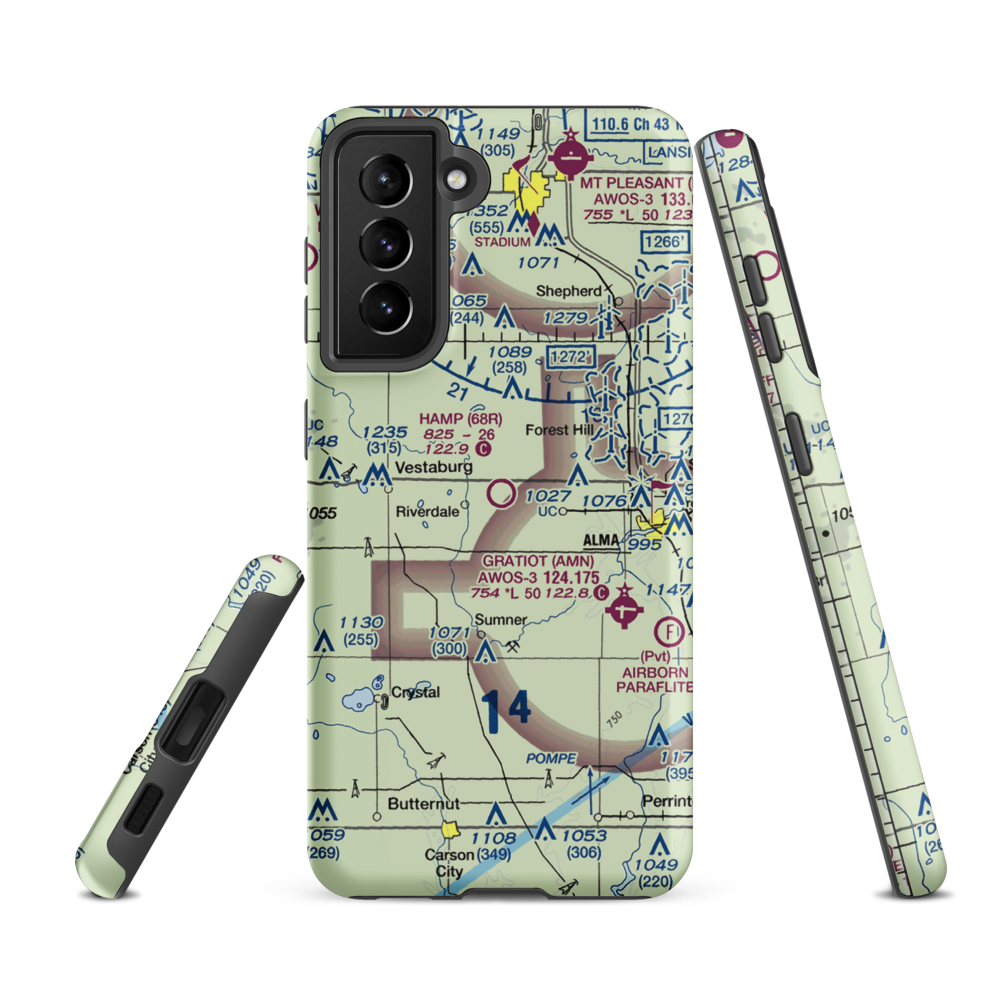 Hamp Airport (68R) VFR Sectional Samsung Phone Case Samsung Galaxy S21 FE model shown