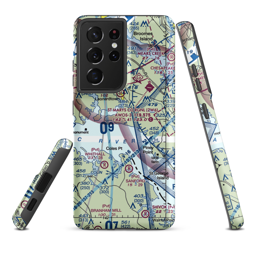 Hampton Airport (MD45) VFR Sectional Samsung Phone Case Samsung Galaxy S21 Plus model shown