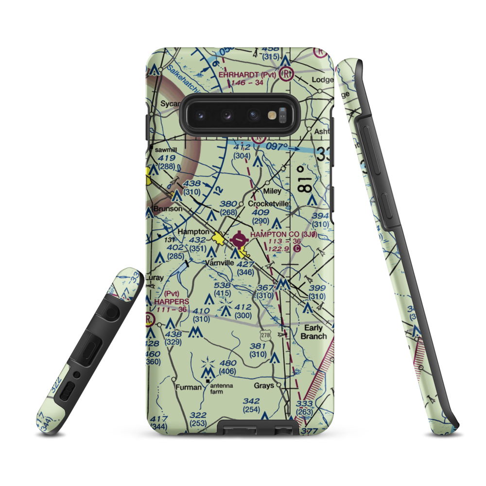 Hampton County Airport (3J0) VFR Sectional Samsung Phone Case Samsung Galaxy S10 Plus model shown