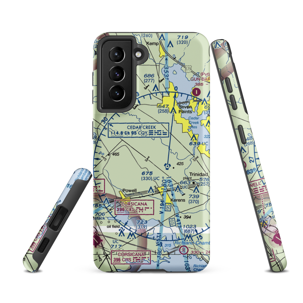 Hancock Airport (4TX5) VFR Sectional Samsung Phone Case Samsung Galaxy S21 FE model shown