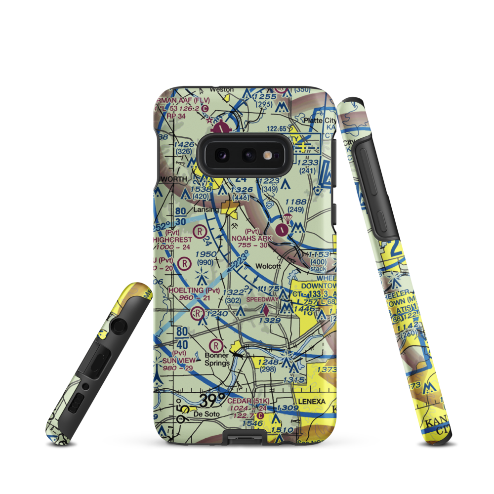 Hancock Airport (SN81) VFR Sectional Samsung Phone Case Samsung Galaxy S10e model shown