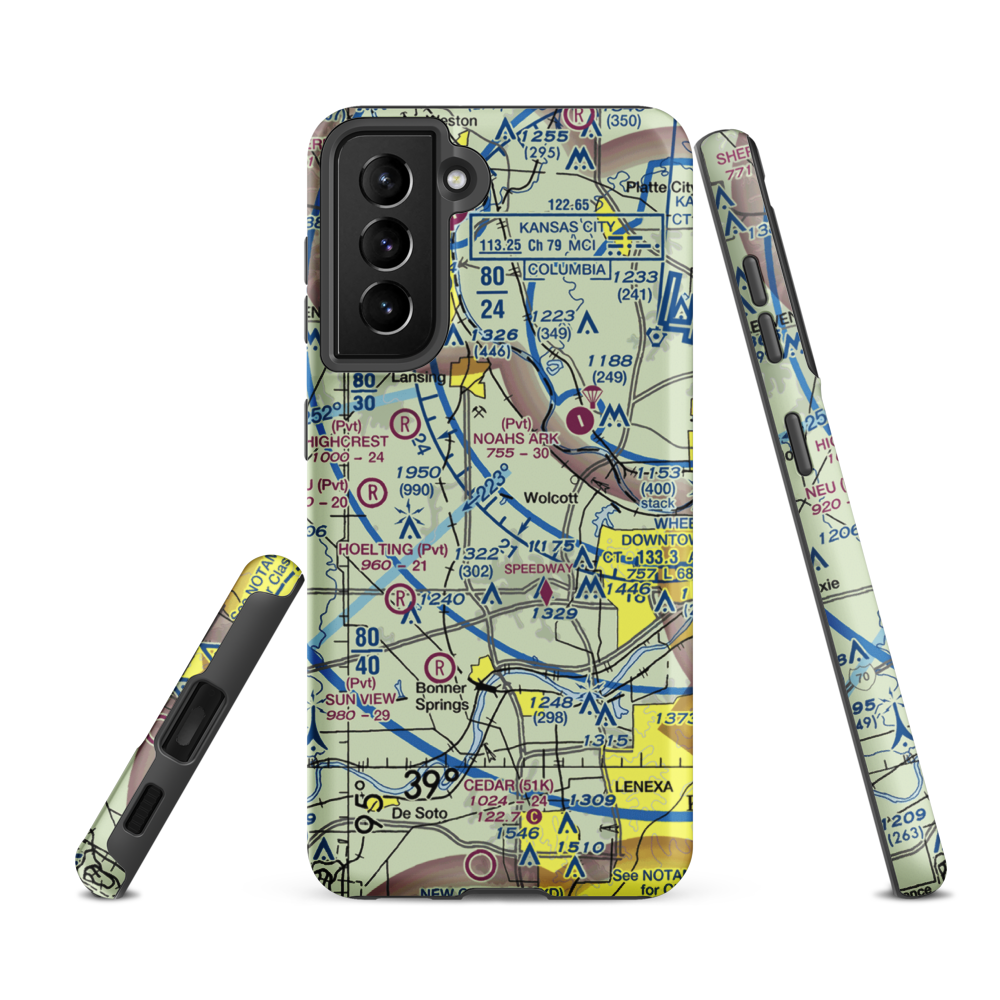 Hancock Airport (SN81) VFR Sectional Samsung Phone Case Samsung Galaxy S21 FE model shown