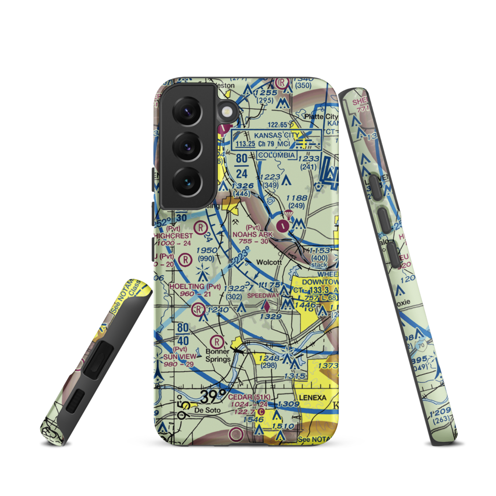 Hancock Airport (SN81) VFR Sectional Samsung Phone Case Samsung Galaxy S22 model shown