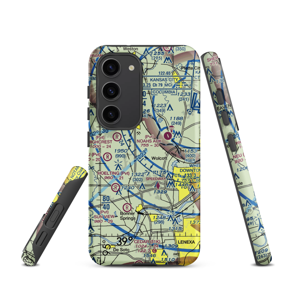 Hancock Airport (SN81) VFR Sectional Samsung Phone Case Samsung Galaxy S23 model shown