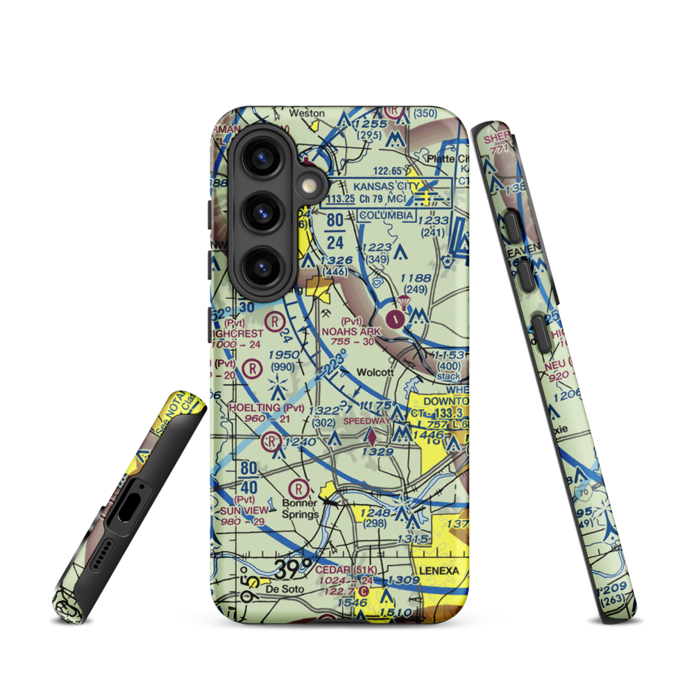 Hancock Airport (SN81) VFR Sectional Samsung Phone Case Samsung Galaxy S24 model shown