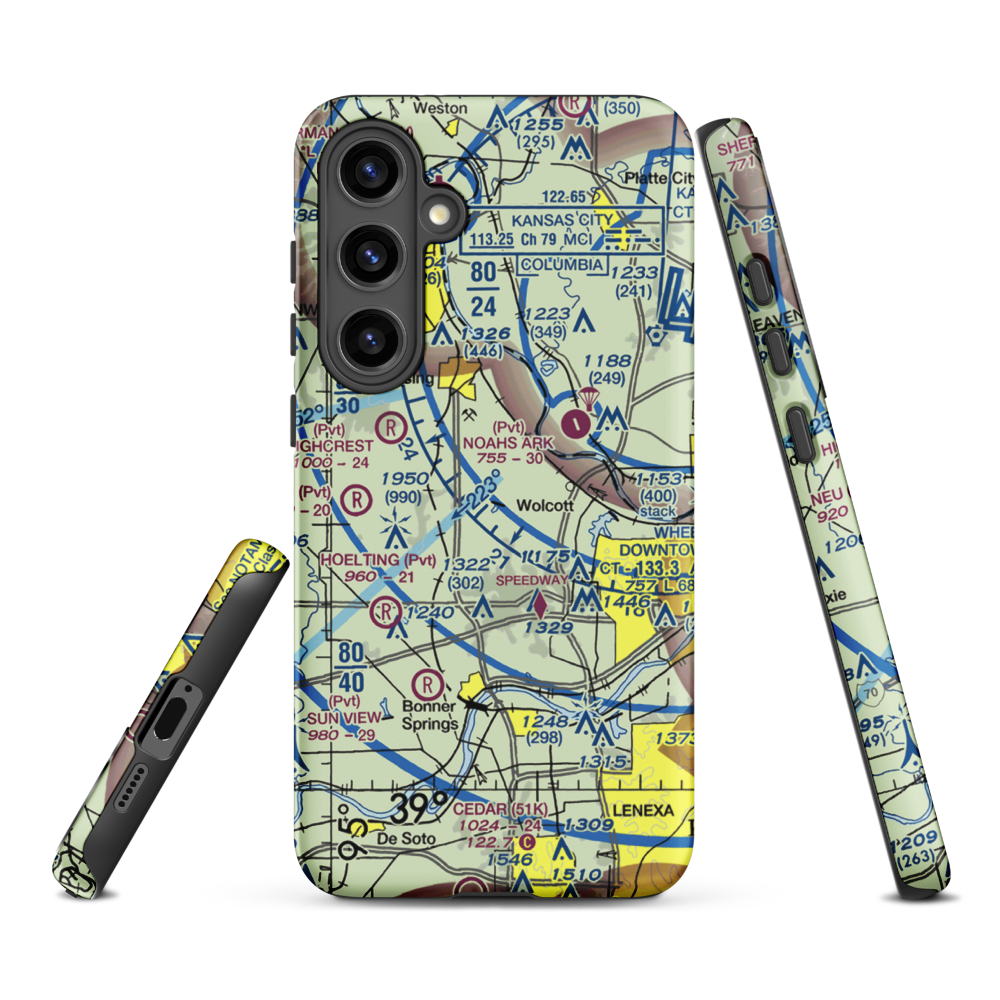 Hancock Airport (SN81) VFR Sectional Samsung Phone Case Samsung Galaxy S24 Plus model shown