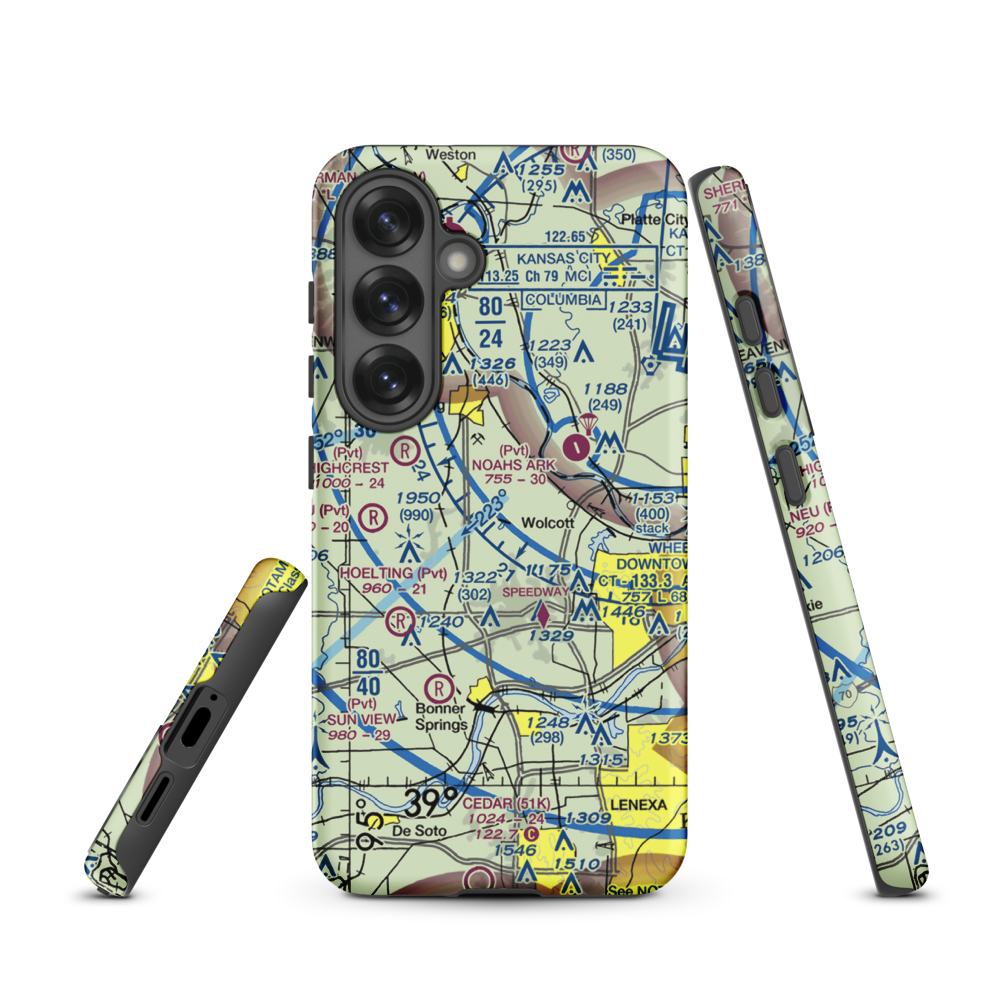 Hancock Airport (SN81) VFR Sectional Samsung Phone Case Samsung Galaxy S25 model shown