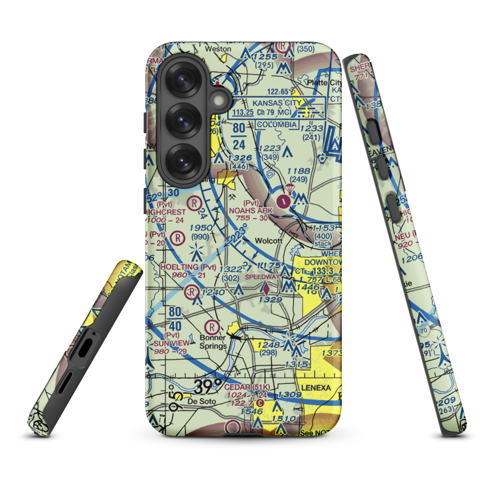 Hancock Airport (SN81) VFR Sectional Samsung Phone Case Samsung Galaxy S25 Plus model shown