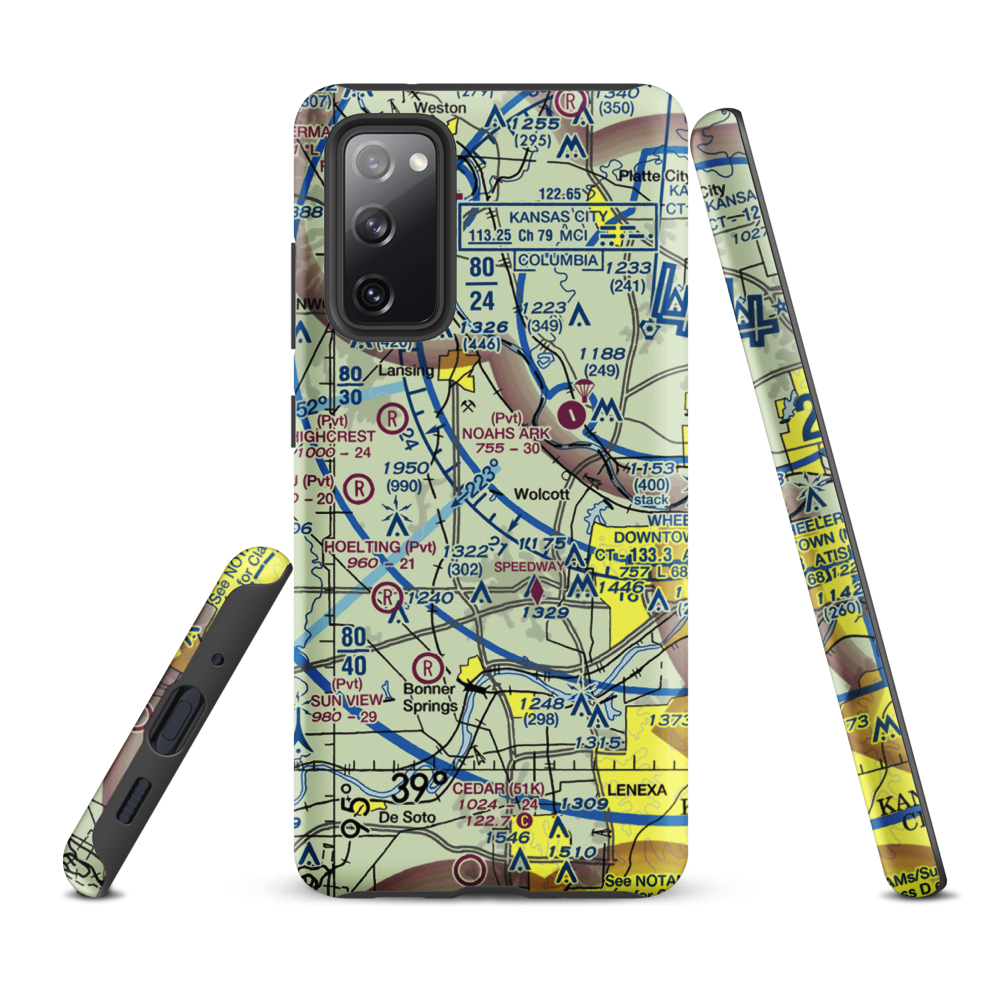 Hancock Airport (SN81) VFR Sectional Samsung Phone Case Samsung Galaxy S20 FE model shown