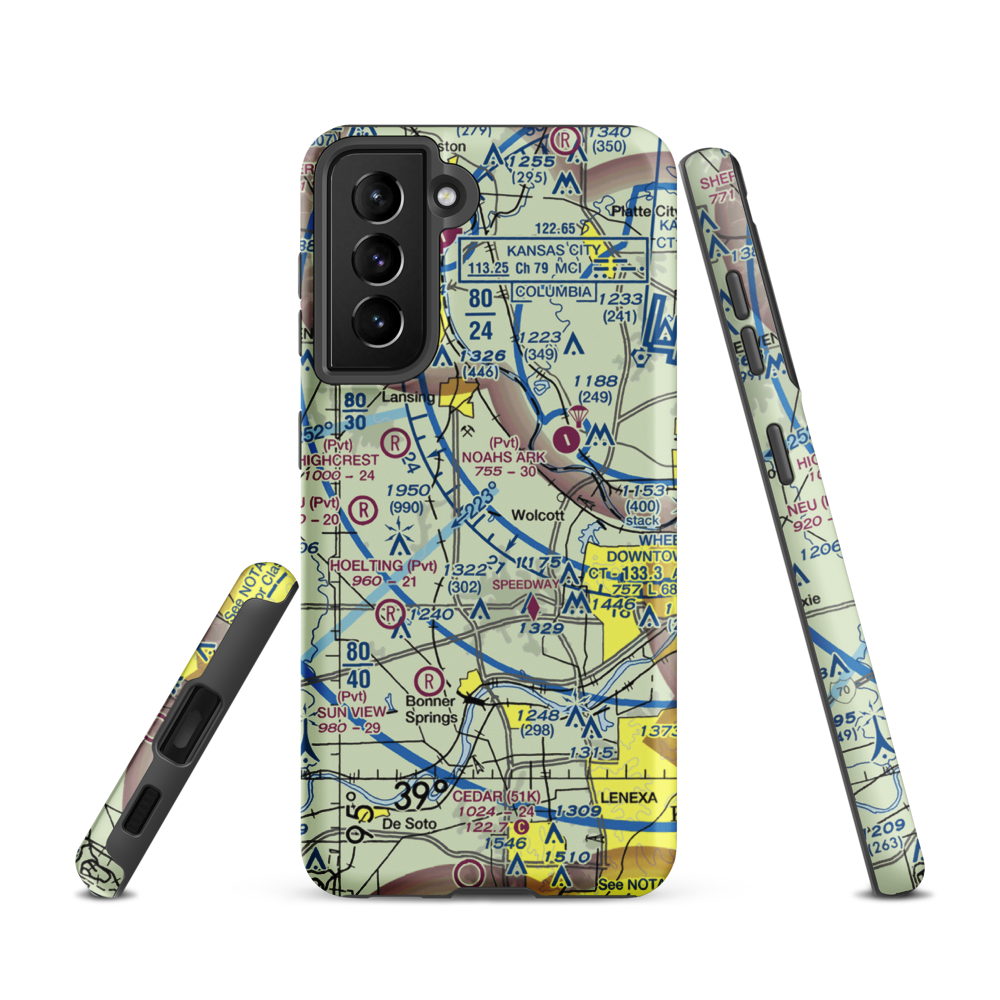 Hancock Airport (SN81) VFR Sectional Samsung Phone Case Samsung Galaxy S21 model shown