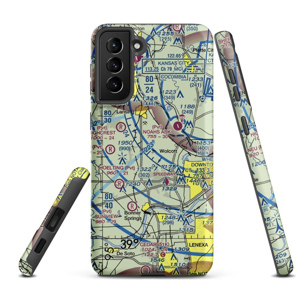 Hancock Airport (SN81) VFR Sectional Samsung Phone Case Samsung Galaxy S21 FE model shown