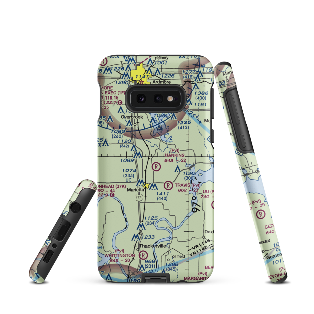 Hankins Airport (1OK9) VFR Sectional Samsung Phone Case Samsung Galaxy S10 Plus model shown