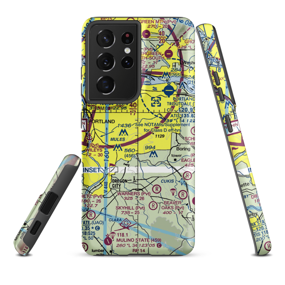 Happy Valley Airport (OL03) VFR Sectional Samsung Phone Case Samsung Galaxy S21 Plus model shown