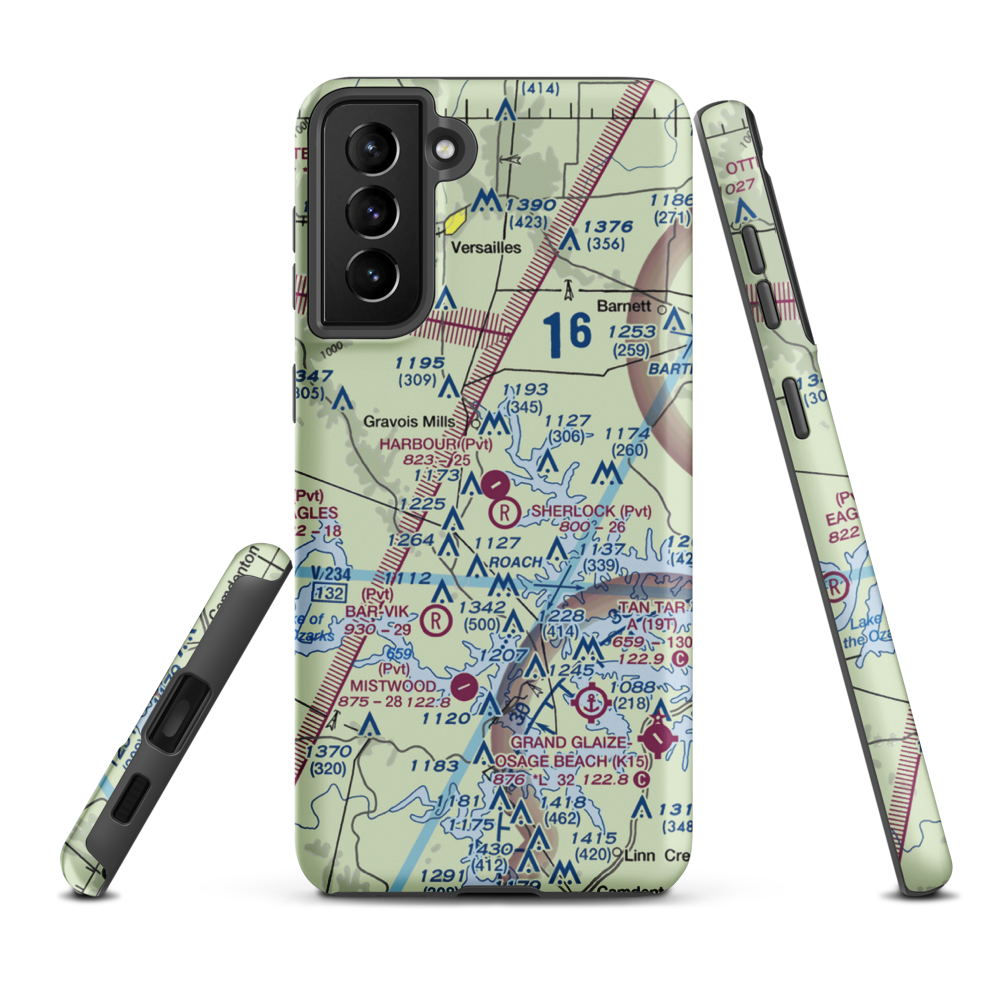 Harbour Airport (MO30) VFR Sectional Samsung Phone Case Samsung Galaxy S21 FE model shown