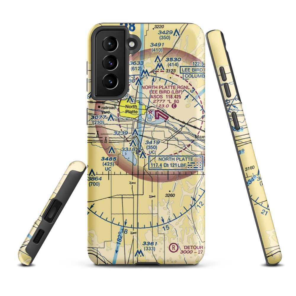 Harden Airstrip (49NE) VFR Sectional Samsung Phone Case Samsung Galaxy S21 FE model shown
