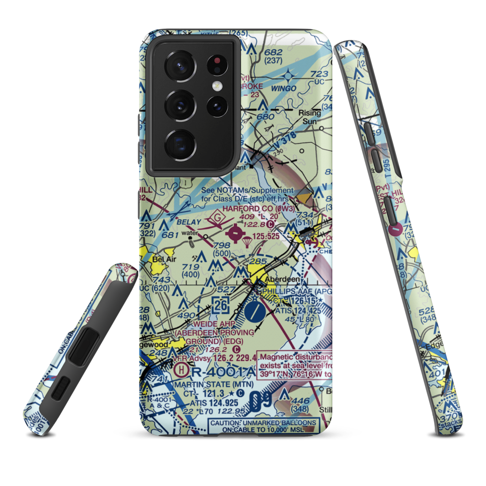 Harford County Airport (0W3) VFR Sectional Samsung Phone Case Samsung Galaxy S21 Plus model shown