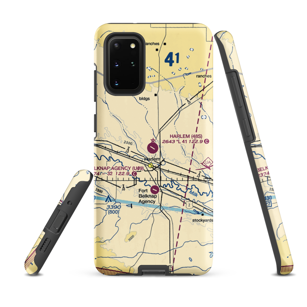 Harlem Airport (48S) VFR Sectional Samsung Phone Case Samsung Galaxy S20 Plus model shown