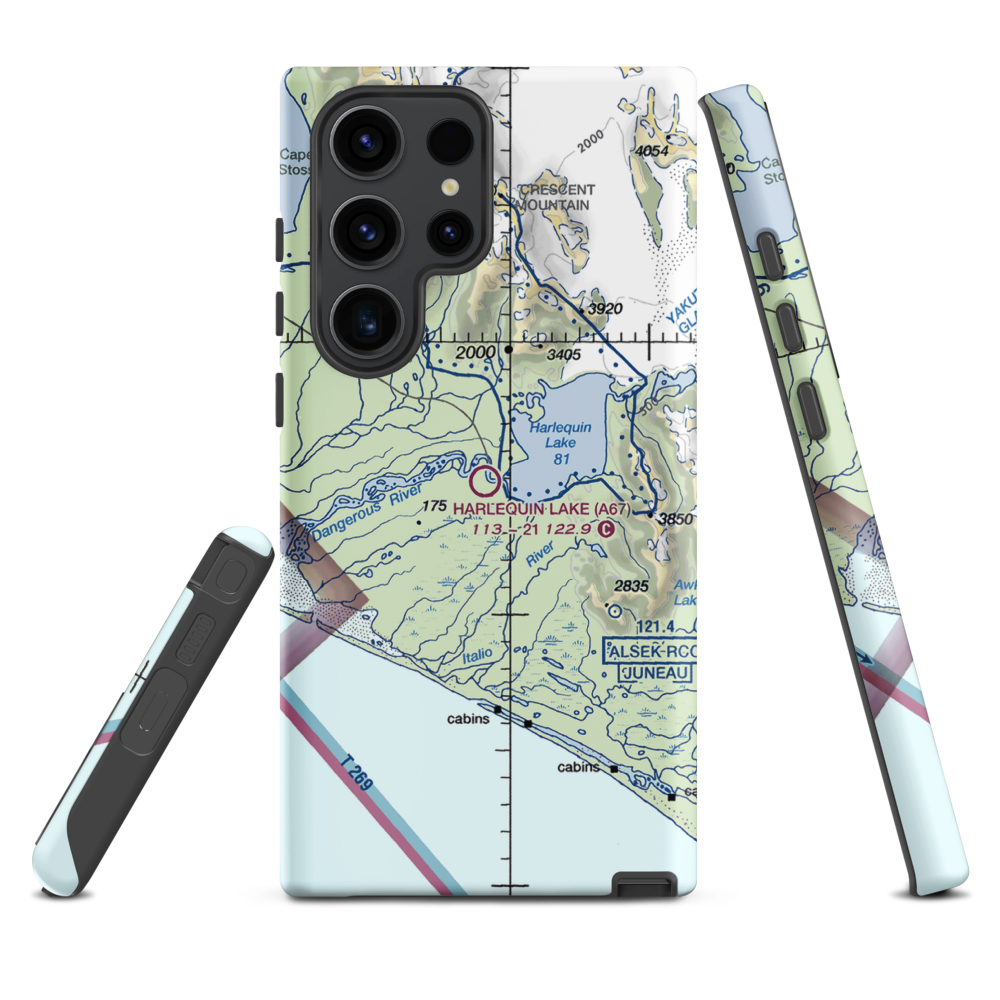 Harlequin Lake Airport (A67) VFR Sectional Samsung Phone Case Samsung Galaxy S23 Ultra model shown