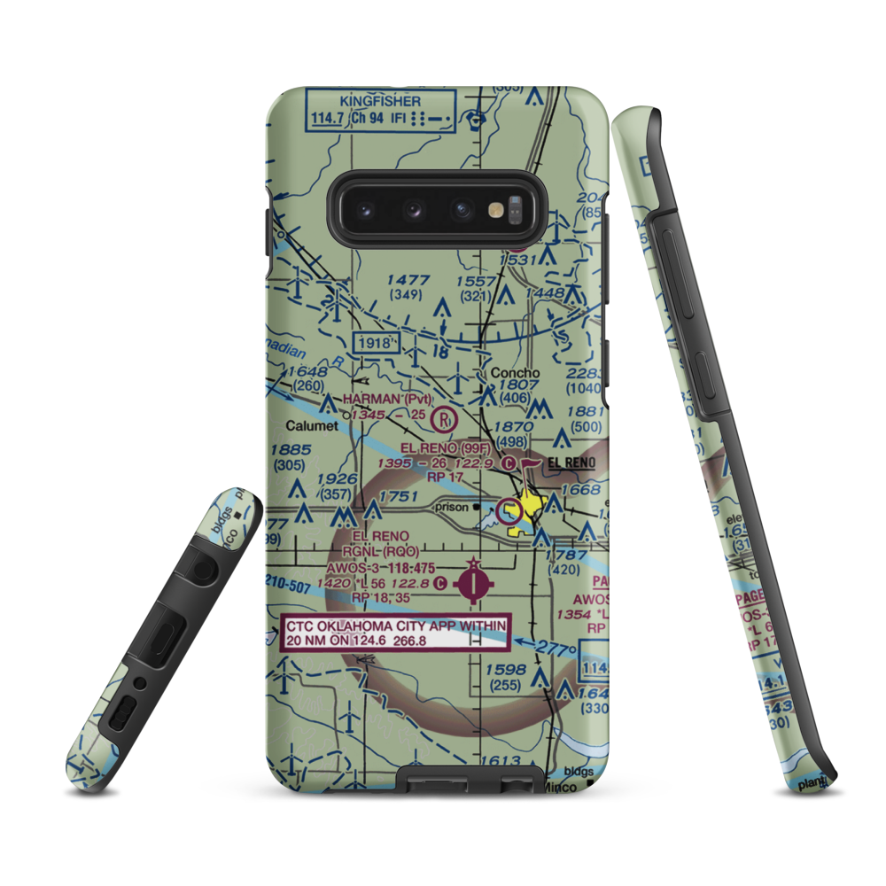 Harman Airport (47OK) VFR Sectional Samsung Phone Case Samsung Galaxy S10 Plus model shown