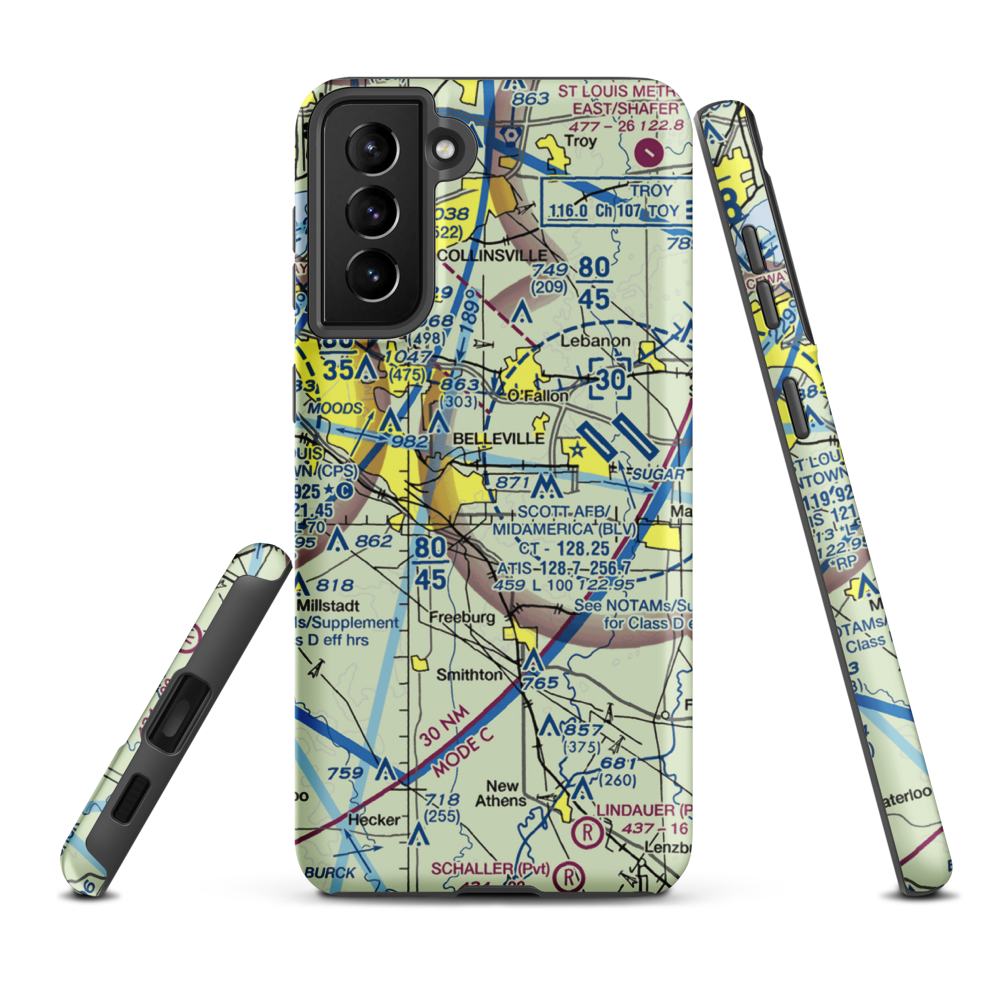 Harold Emmerich Airport (1IS0) VFR Sectional Samsung Phone Case Samsung Galaxy S21 Plus model shown