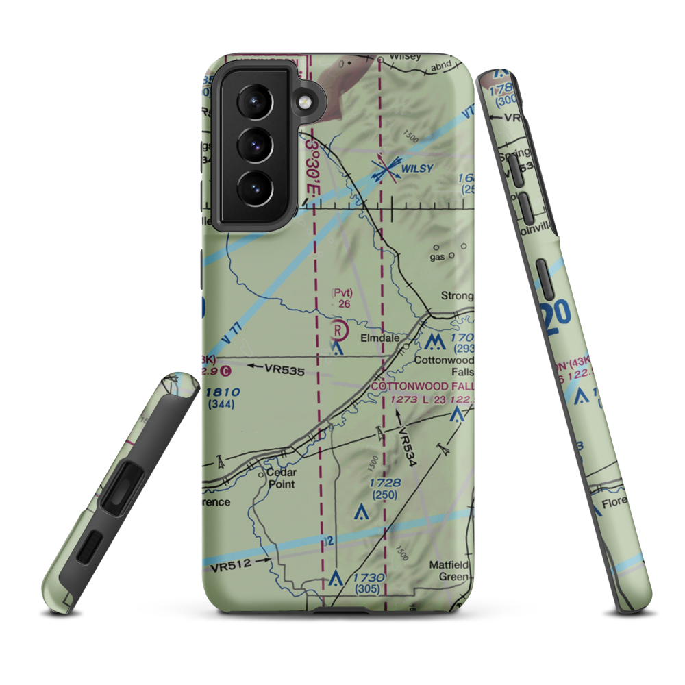 Harold K. Wells Airport (SN37) VFR Sectional Samsung Phone Case Samsung Galaxy S21 FE model shown