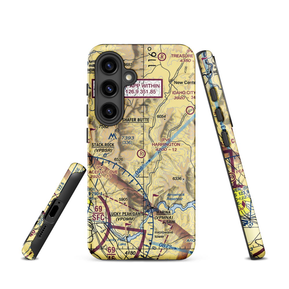Harrington Airport (20ID) VFR Sectional Samsung Phone Case Samsung Galaxy S24 model shown