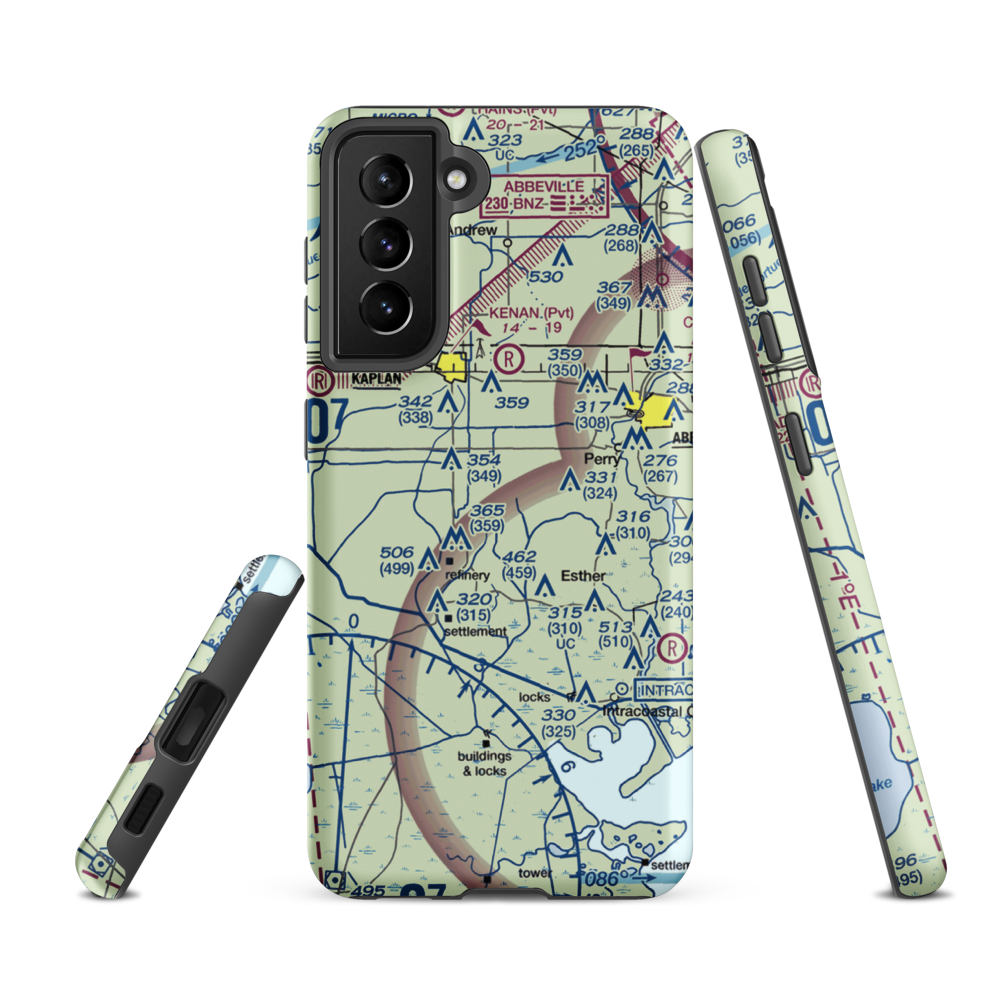Harrington Flying Service Airport (3LA0) VFR Sectional Samsung Phone Case Samsung Galaxy S21 FE model shown