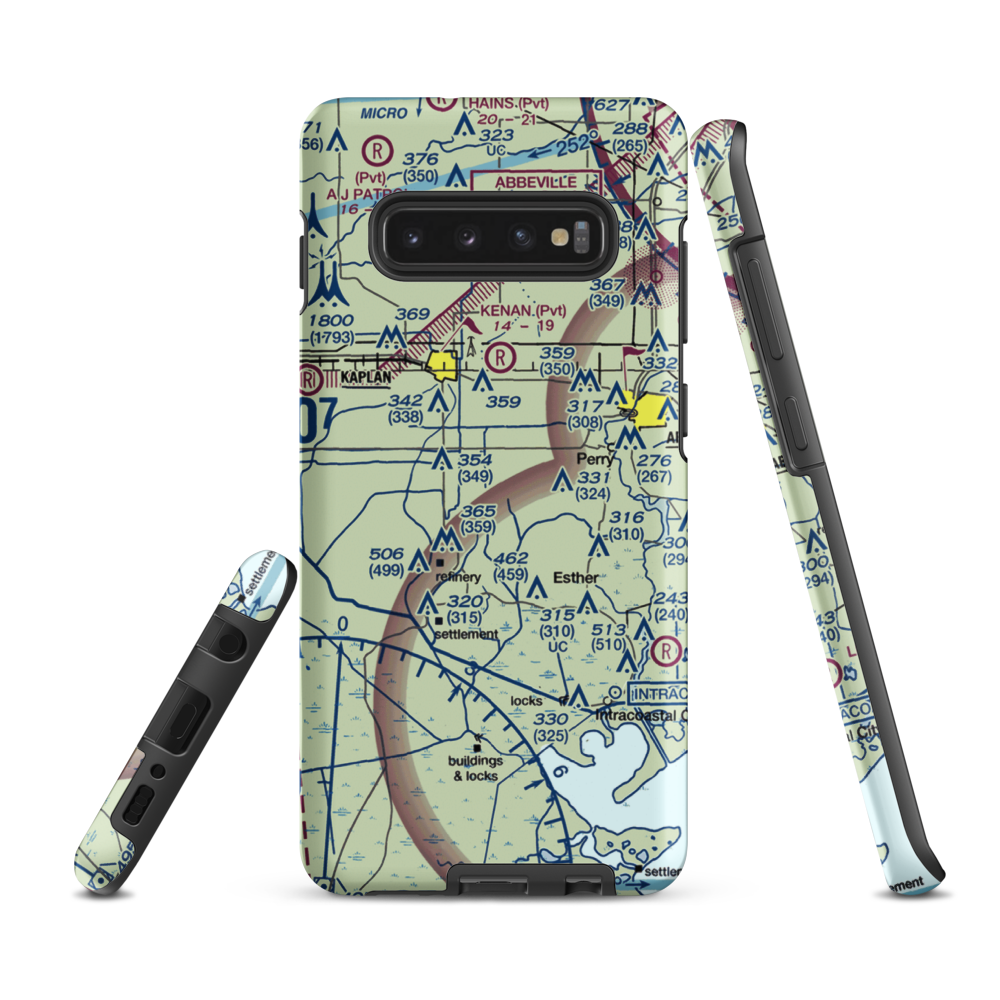 Harrington Flying Service Airport (3LA0) VFR Sectional Samsung Phone Case Samsung Galaxy S10 Plus model shown