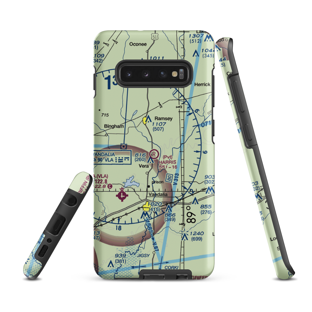 Harris Airport (IS24) VFR Sectional Samsung Phone Case Samsung Galaxy S10 Plus model shown