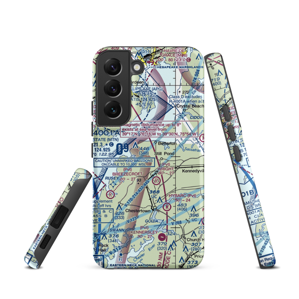 Harris Airport (MD69) VFR Sectional Samsung Phone Case Samsung Galaxy S22 model shown