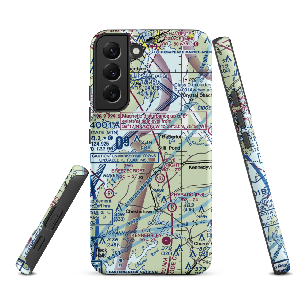 Harris Airport (MD69) VFR Sectional Samsung Phone Case Samsung Galaxy S22 Plus model shown