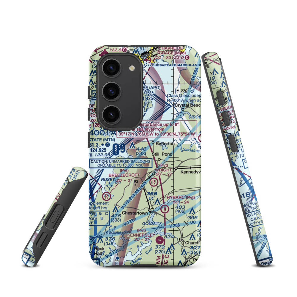 Harris Airport (MD69) VFR Sectional Samsung Phone Case Samsung Galaxy S23 model shown