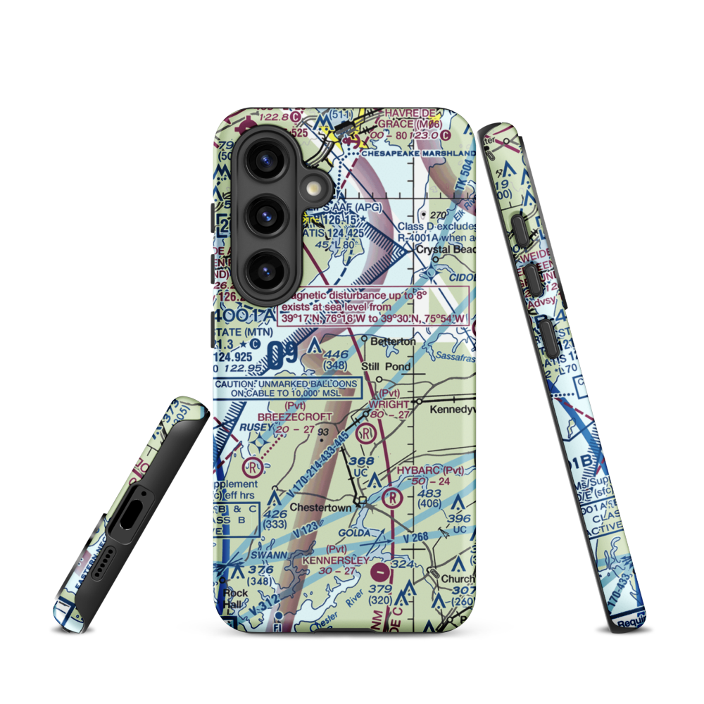 Harris Airport (MD69) VFR Sectional Samsung Phone Case Samsung Galaxy S24 model shown