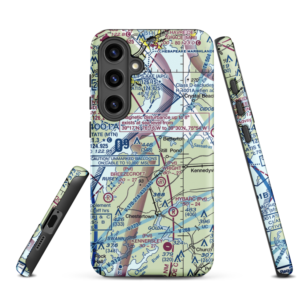Harris Airport (MD69) VFR Sectional Samsung Phone Case Samsung Galaxy S24 Plus model shown